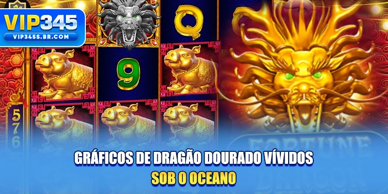 Gráficos de dragão dourado vívidos sob o oceano